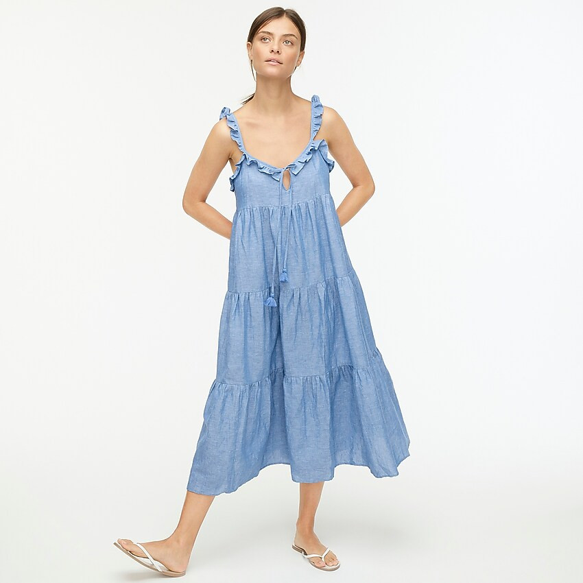 Cotton-linen tiered maxi dress | J. Crew US