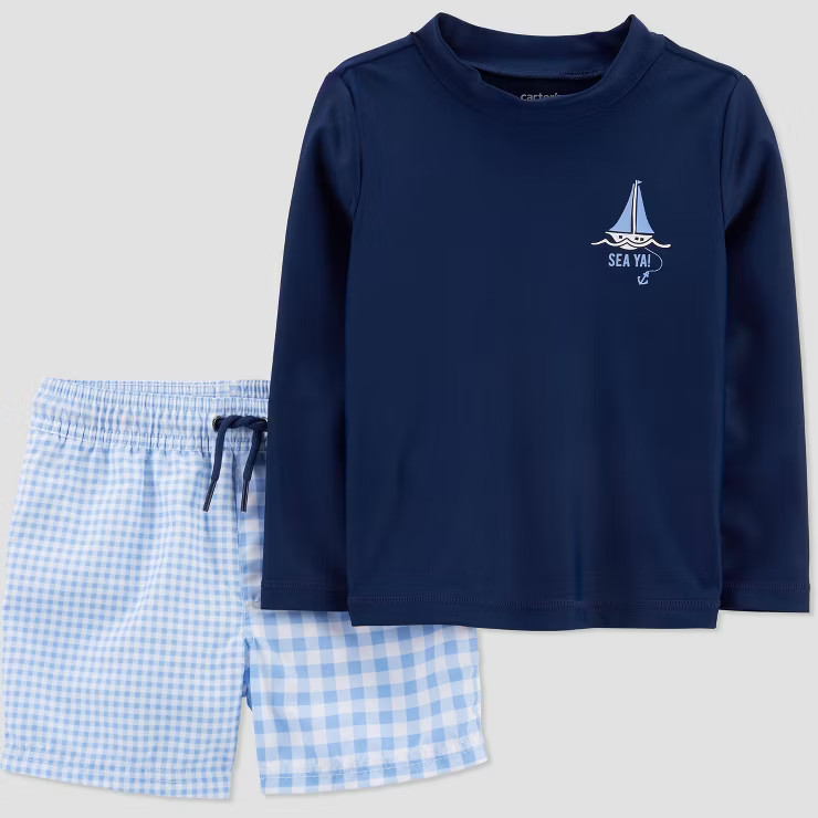 Carter's Just One You® Toddler Boys' 2pc Boat Rash Guard Set - Blue | Target