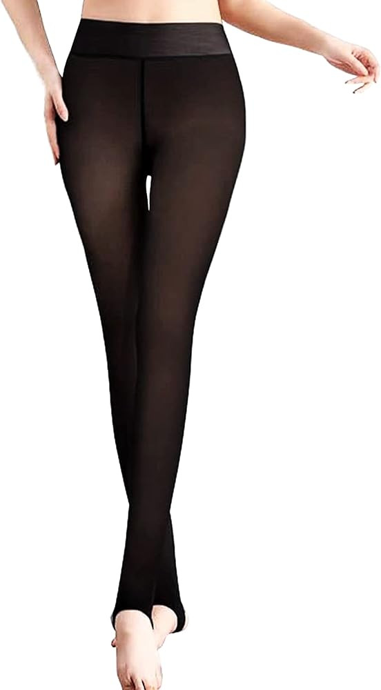 Ritatte Thick Fleece Lined Tights for Women, Fake Warm Translucent Pantyhose, Stretchy High Waist... | Amazon (US)