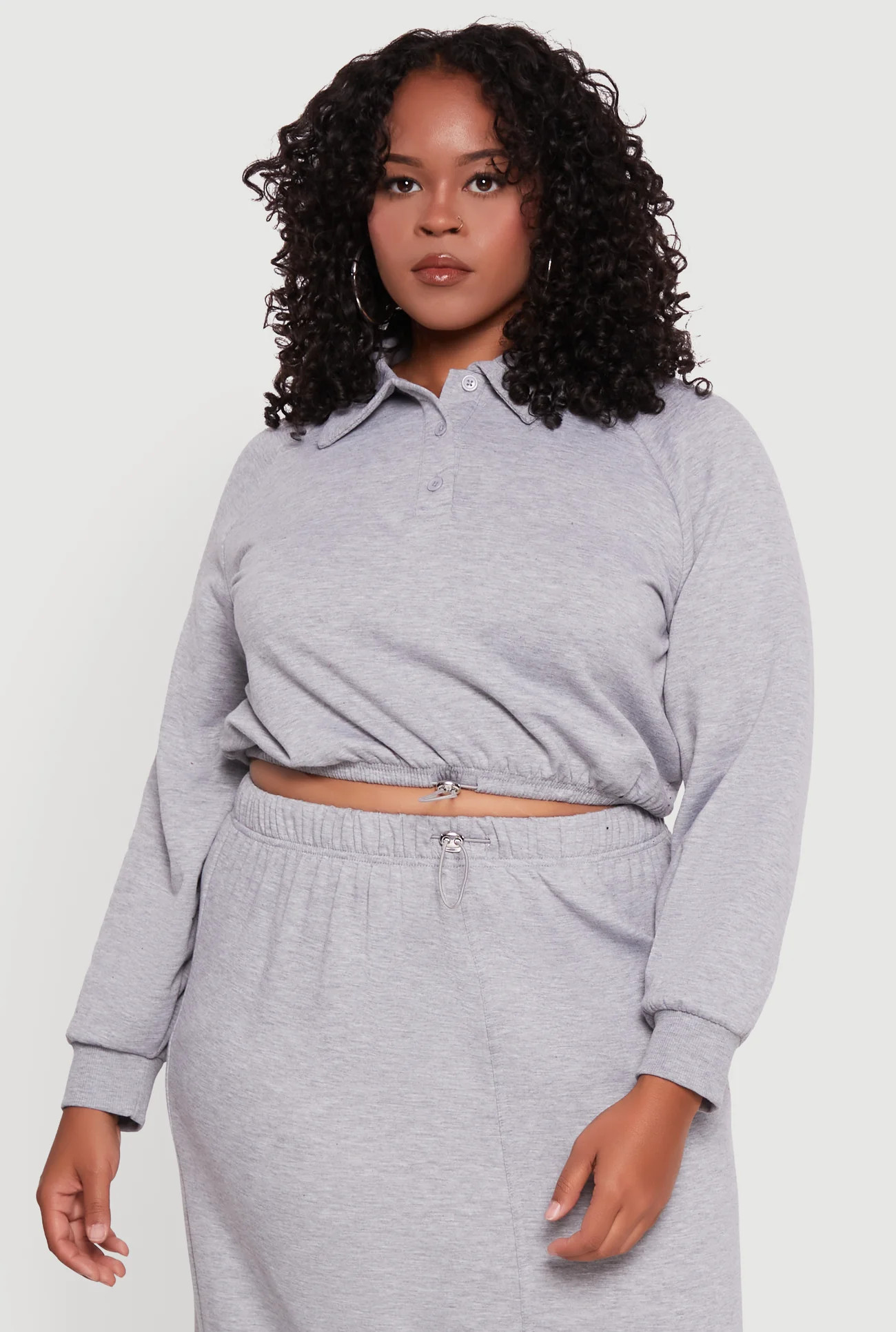 Plus Size Toggle Drawstring Hem Crop Sweatshirt | Rainbow Shops