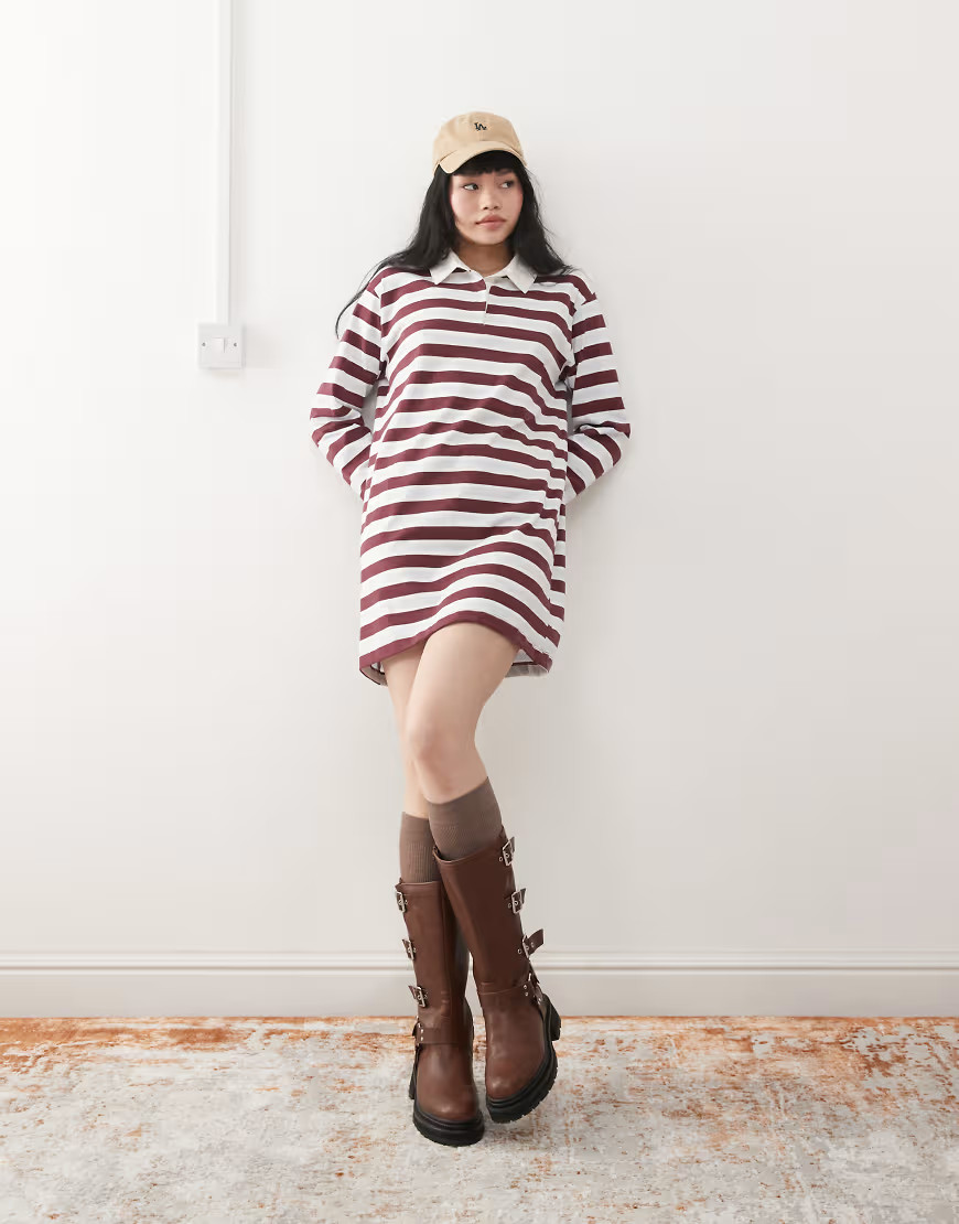 Miss Selfridge striped rugby long sleeve dress-Multi | ASOS (Global)