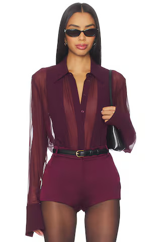 SANS FAFF Meghan Panelled Silk Blouse in Bordeaux from Revolve.com | Revolve Clothing (Global)