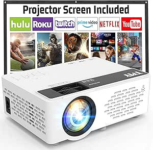 TMY Mini Projector, Upgraded Bluetooth Projector with Screen, 1080P Full HD Portable Projector, M... | Amazon (US)