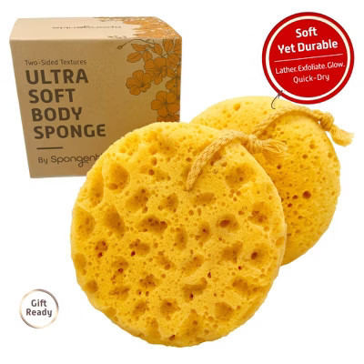 Spongentle Body Loofah Sponge (2-Pack) for Bath & Shower. Multiple Textures for Gentle & Deep Exfoliation. Includes Suction Cup & Natural Color. | Target