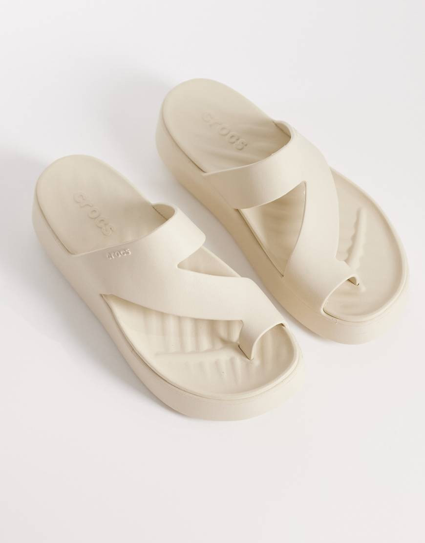 Crocs Getaway Platform Toe Loop sandals in sandstone-White | ASOS (Global)