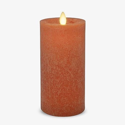 Luminara Harvest Pumpkin Seaglass Flameless Candle Moving Flame Pillar, Unscented Real Wax with Recessed Edge, Timer, Battery Operated LED Candle Lights (3" x 6.5") | Amazon (US)