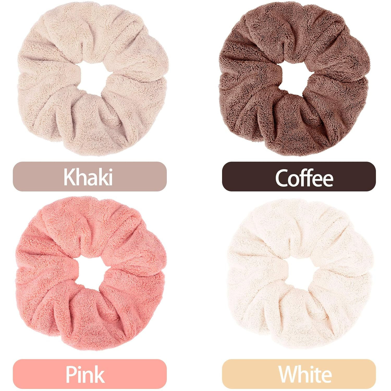 4 Pieces Large Towel Microfiber Drying Soft Scrunchies Thick Scrunchies Fuzzy Scrunchy Ponytail H... | Amazon (US)