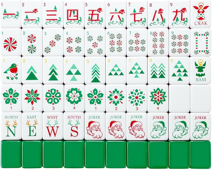 American Mahjong Tile Set, 166 Acrylic Carved Tiles with Christmas-Themed, 4-Layer Colorful Tiles... | Amazon (US)