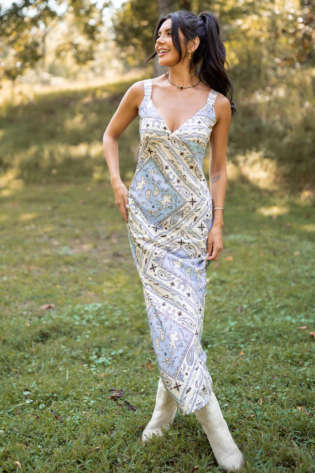 Skylar Blue Paisley Maxi Dress FINAL SALE | Pink Lily