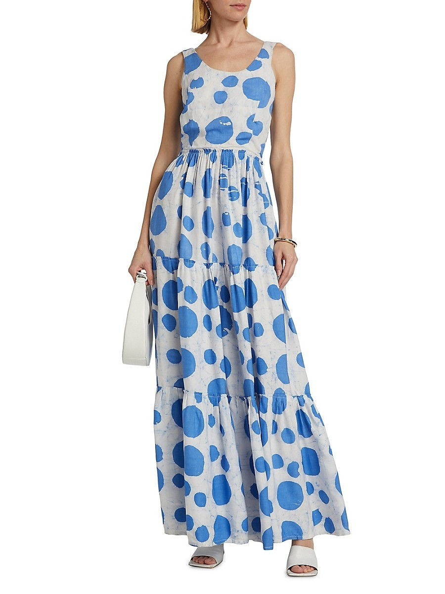 Women's Busayo Idowu Printed Maxi Dress - White Light Blue - Size XS | Saks Fifth Avenue OFF 5TH