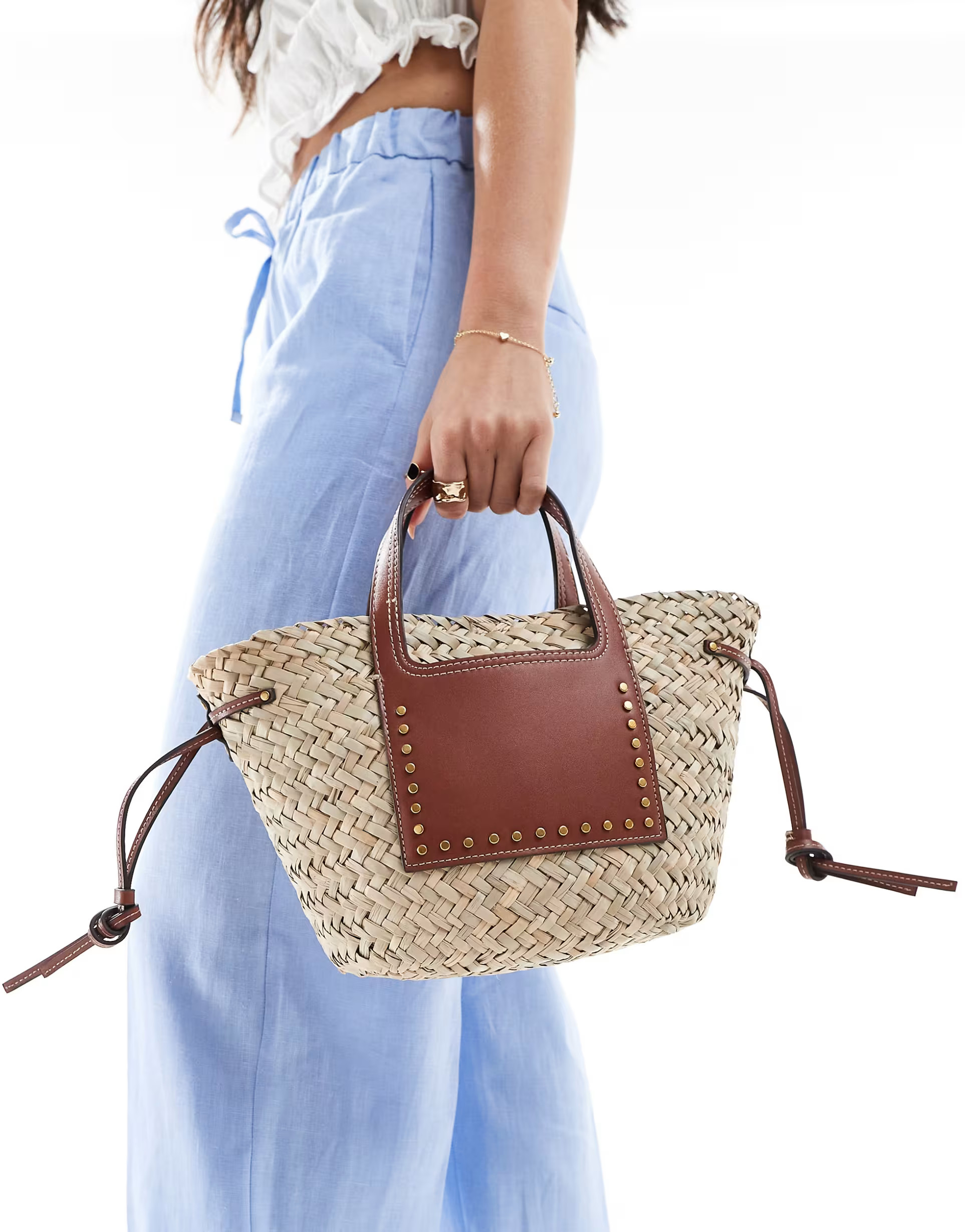 Mango raffia shopper bag in tan | ASOS (Global)