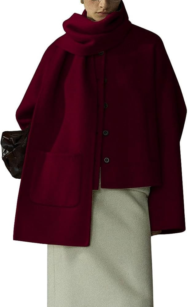 chouyatou Women's Casual Single Breasted Cropped Wool Coat Dressy Trench Pea Coat Short Wool Jack... | Amazon (US)