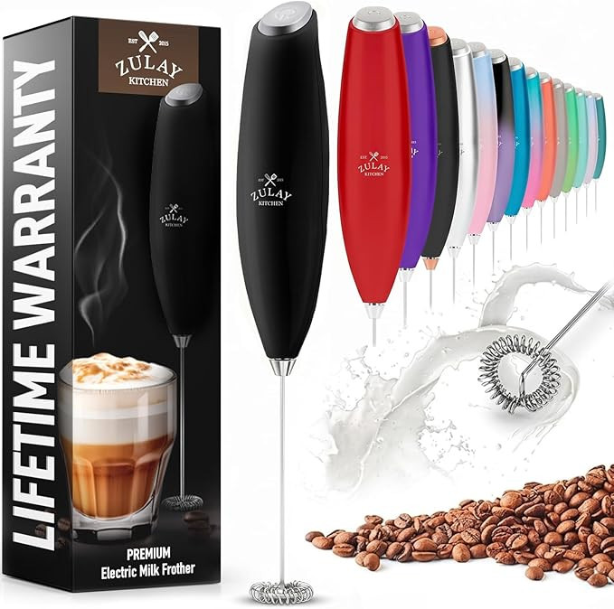 Zulay Kitchen Milk Frother Handheld Electric Whisk – Frother Wand, Durable Drink Mixer, Coffee ... | Amazon (US)