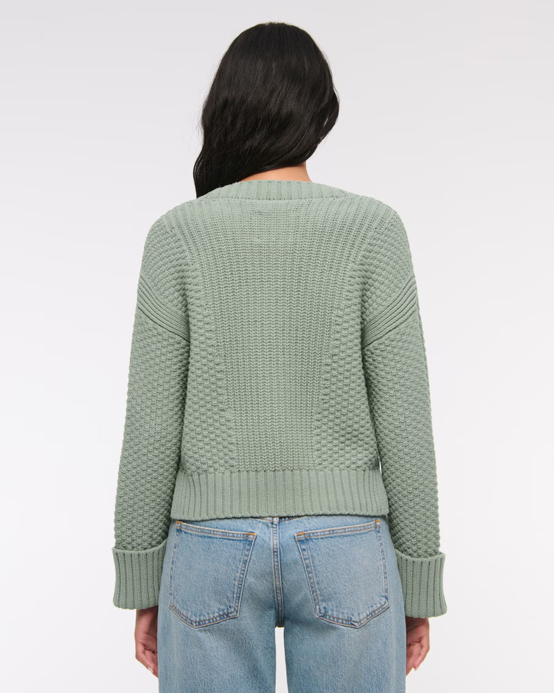 Cotton-Blend Seed Stitch Cardigan | Abercrombie & Fitch (US)