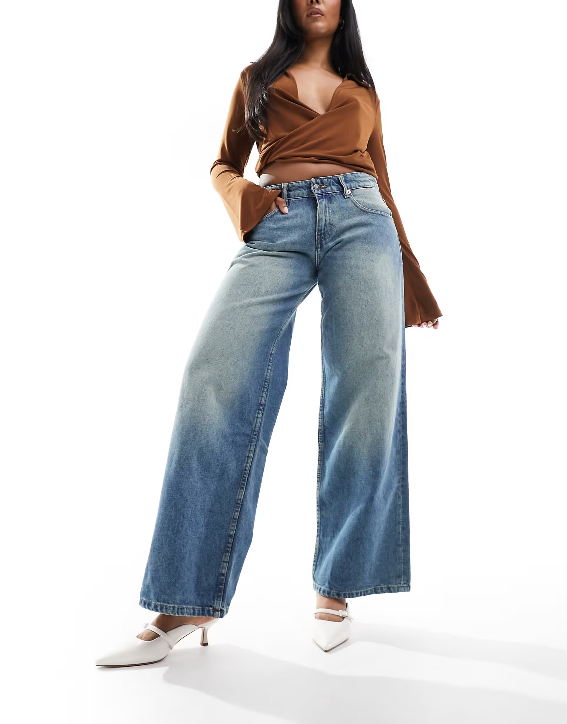 Motel roomy low rise jeans in sea green | ASOS (Global)