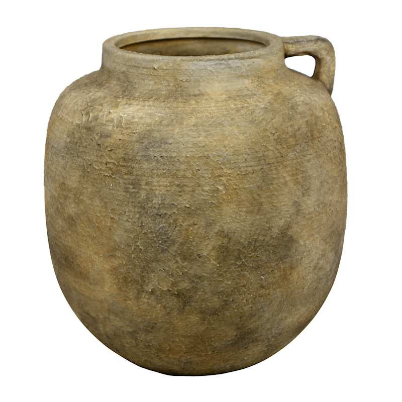 Brown Stoneware Vase with Handles, 8.8" | At Home