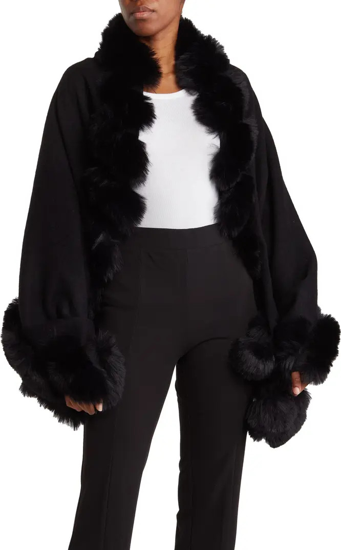 La Fiorentina Faux Fur Trimmed Wrap | Nordstromrack | Nordstrom Rack