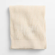 Natural Undyed Flecked Rib Knit Organic Cotton Baby Stroller Blanket | Crate & Barrel