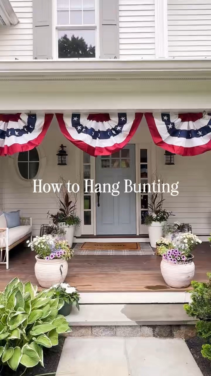 How to Hanging Bunting! The easiest way to do it without drilling or putting holes in your porch!

#LTKHome