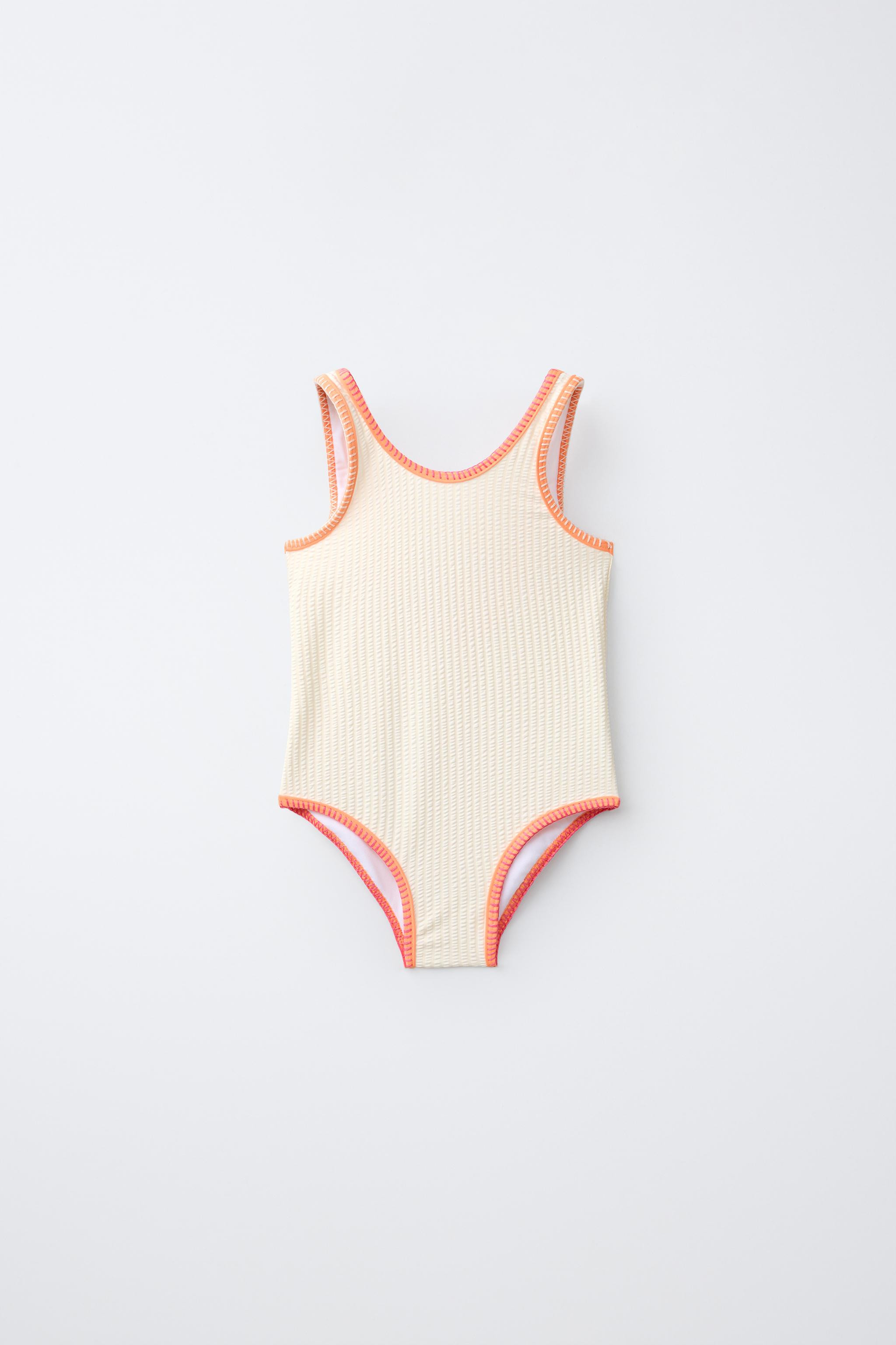 6-14 YEARS/ CONTRAST TRIM SEERSUCKER SWIMSUIT | Zara US