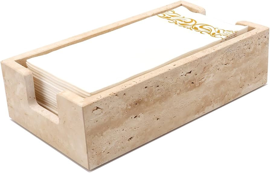 Bathroom Napkin Holder,Natural Travertine Guest Towel Holder,Stone Napkin Holder for Bathroom,Gor... | Amazon (US)