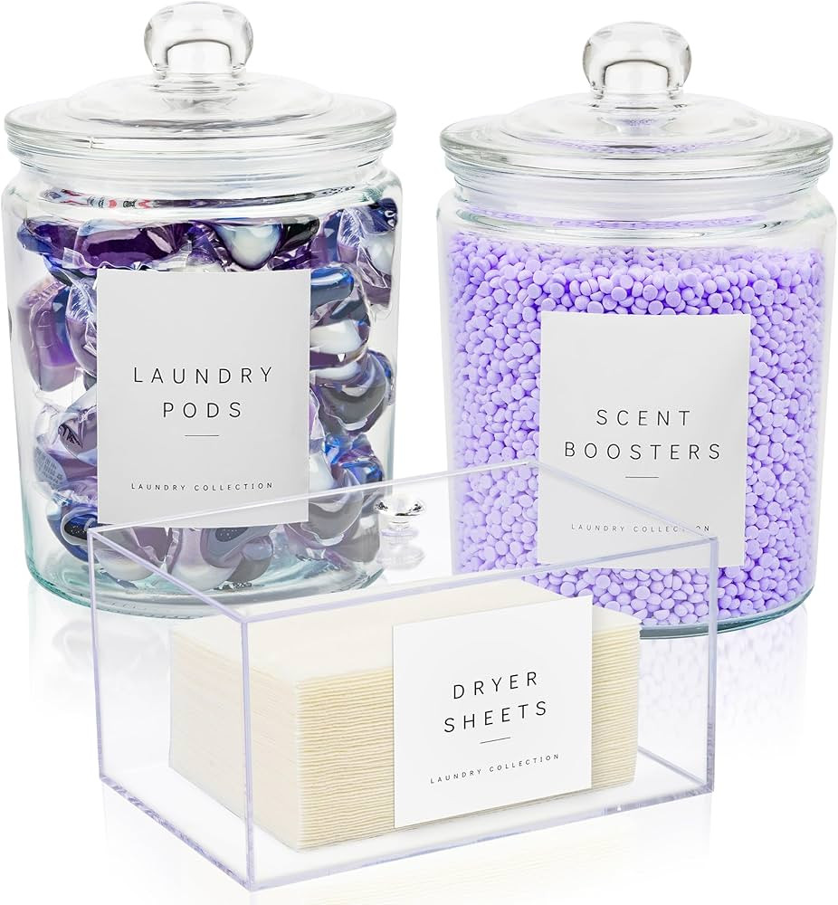 Laundry Room Organization and Storage Set of 3 with Laundry Pods Container, Scent Booster Contain... | Amazon (US)