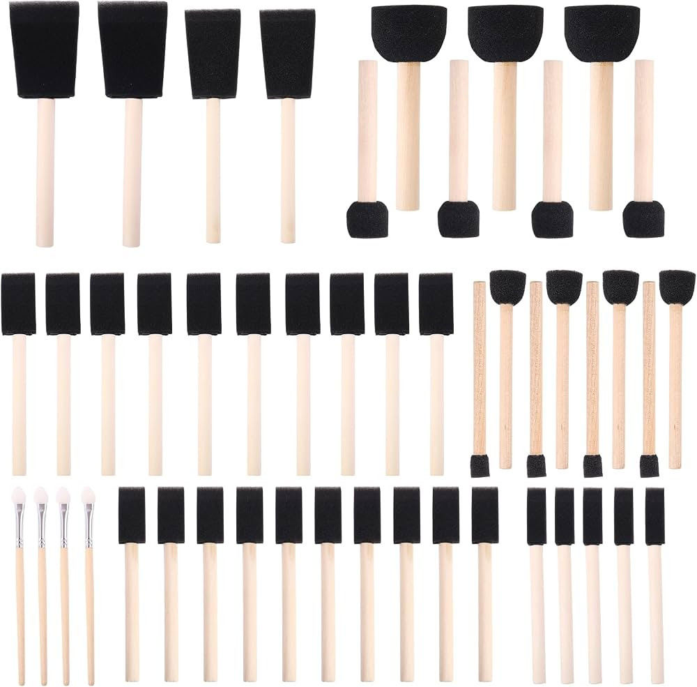 Foam Paint Brushes (48 Pack) 10 Sizes - Paint Sponge - Premium Foam Brushes - Lightweight & Durab... | Amazon (US)