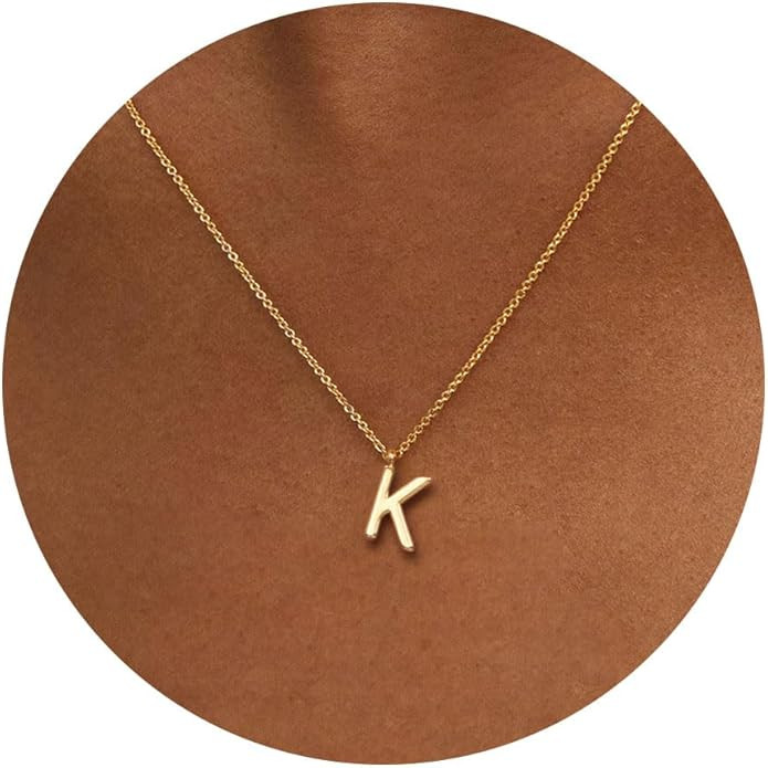 HANLI Initial Necklaces for Women 14k Gold Plated Dainty Letter Necklace Simple Alphabet A-Z Neck... | Amazon (US)