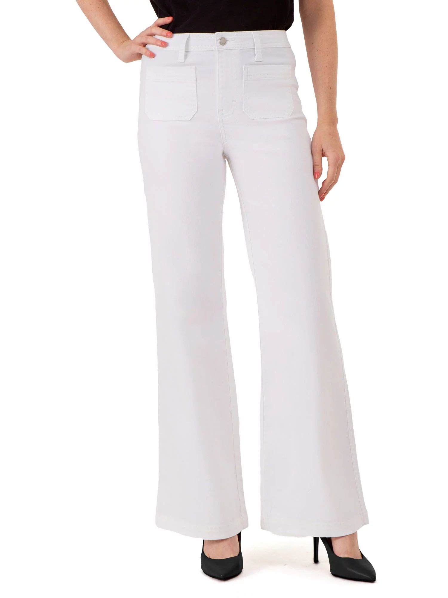 Jordache Women’s High Rise Patch Pocket Flare Jeans | Walmart (US)