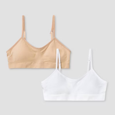 Girls' Solid 2pk Seamless Bra - art class™ Beige S | Target