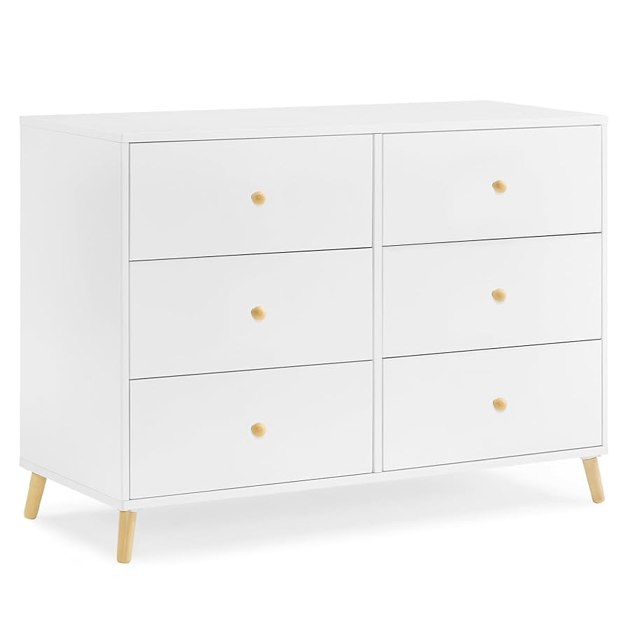 Delta Children Essex 6 Drawer Dresser, Bianca White/Natural | Amazon (US)