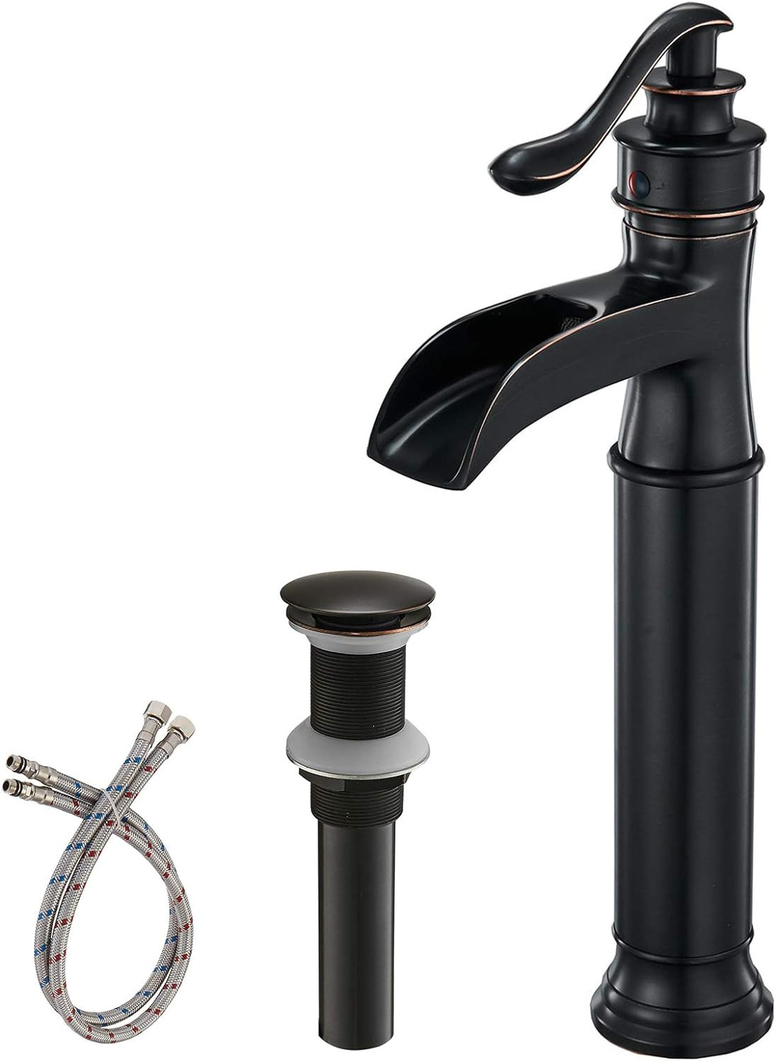 BWE Vessel Sink Faucet Oil Rubbed Bronze Farmhouse Waterfall Spout Tall Body Single Hole with Bra... | Amazon (US)