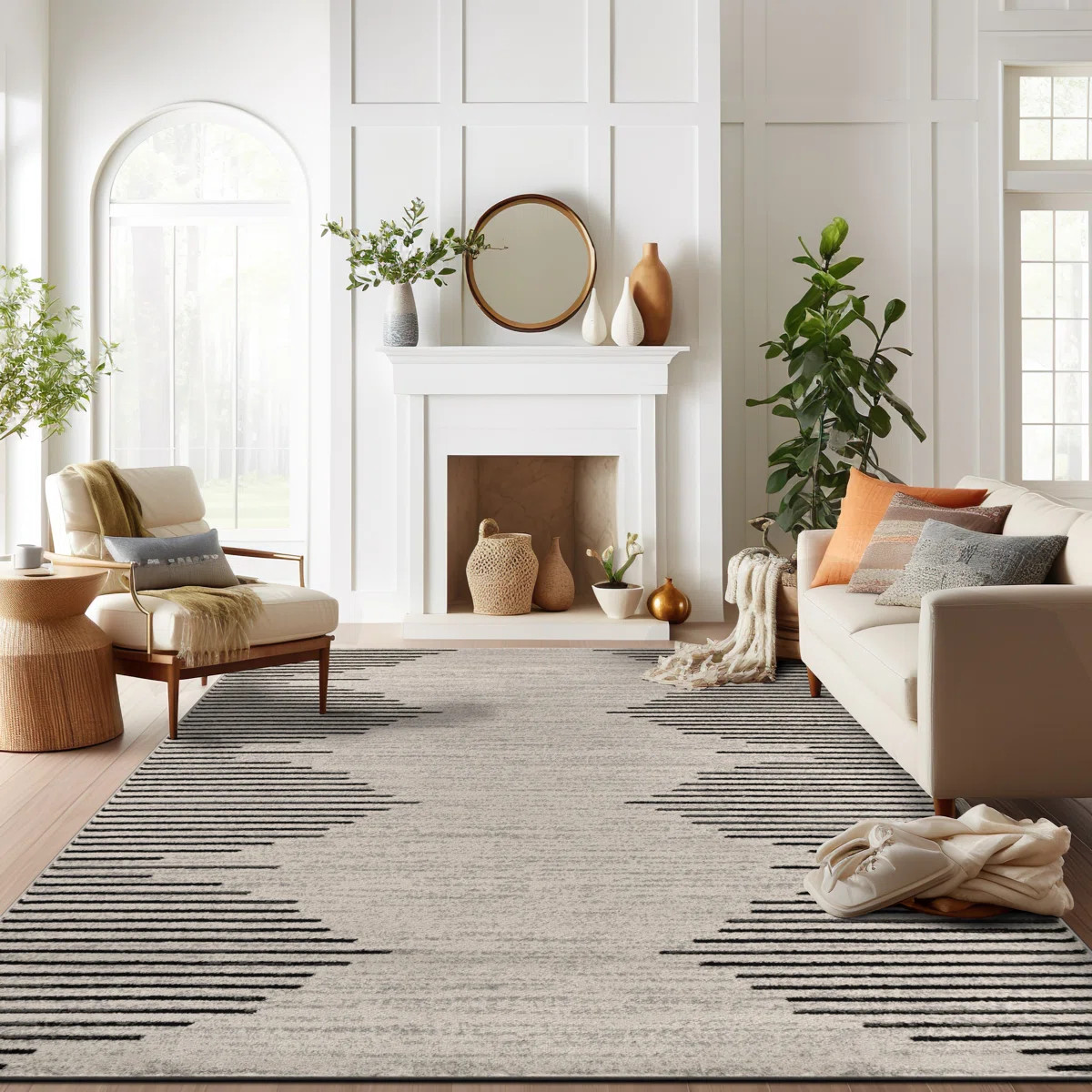 Damarcus Geometric Cream/Black/Gray Area Rug | Wayfair North America