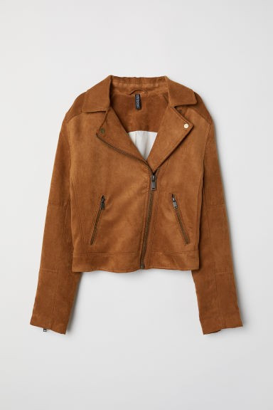 H & M - Faux Suede Biker Jacket - Yellow | H&M (US + CA)