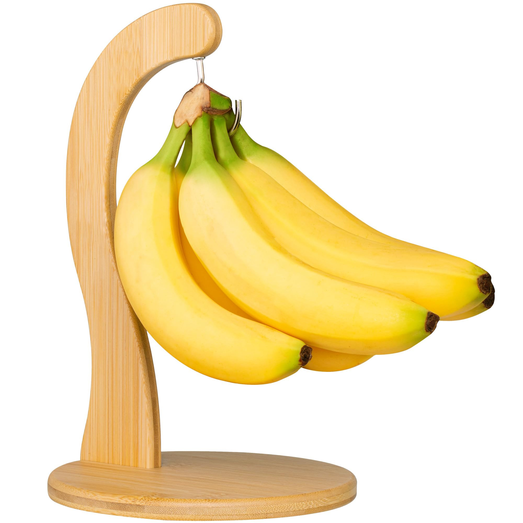 Banana Holder w/ Hanging Hook, Rustic Wooden Grape Stand for Kitchen Countertop, Bamboo Fruit Hanger To Keep Bananas & Fruits Fresh | Amazon (US)