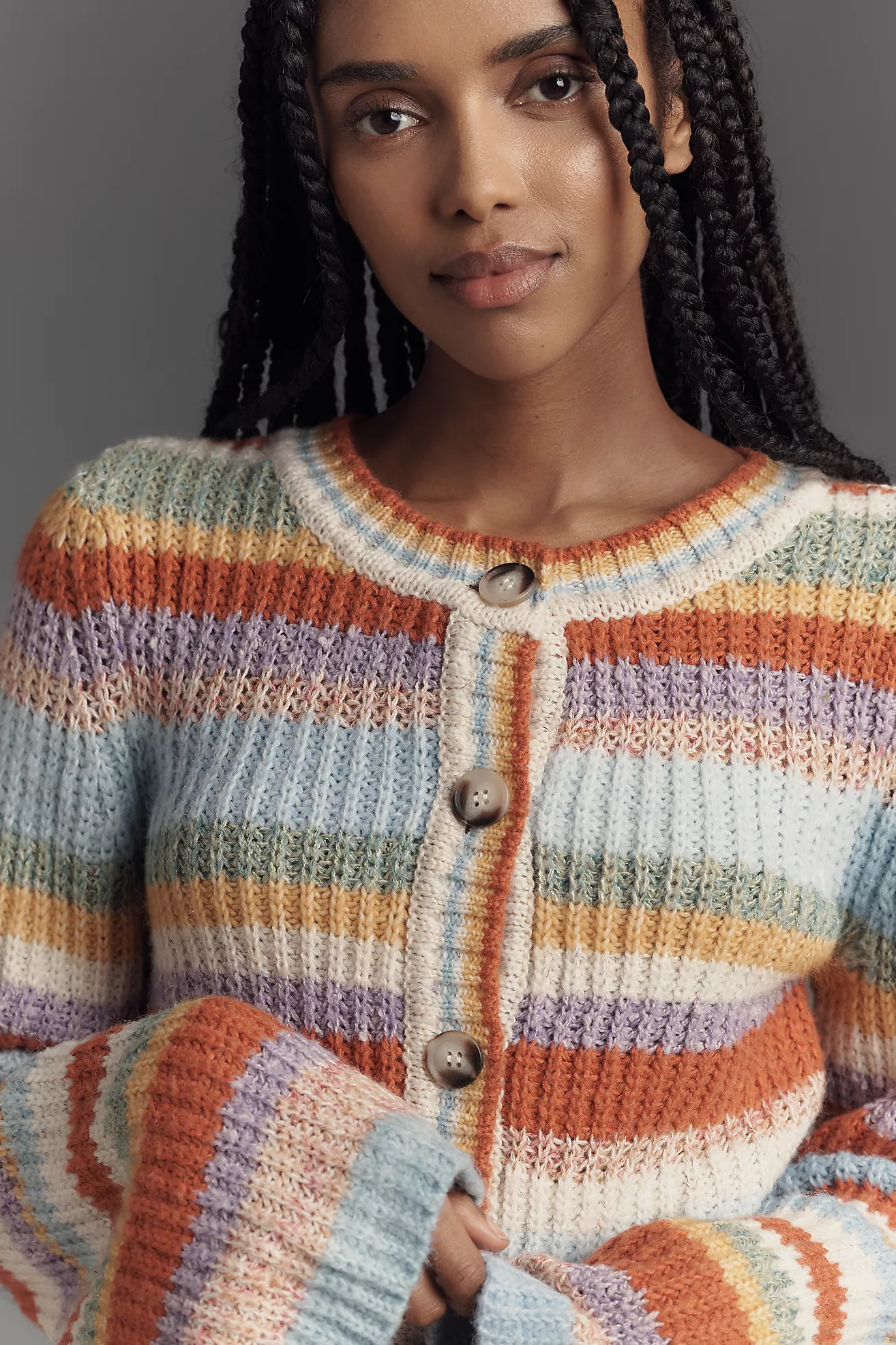 Pilcro Ribbed Multi-Stripe Cardigan Sweater | Anthropologie (US)