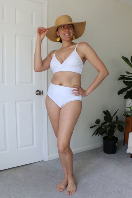 Loving this high waited two pice bathing suit set. It provides the right amount of coverage for when hanging out pool side with family and friends. The straw hat and earrings just add that extra touch of classy for me 😂

#LTKFind #LTKSeasonal #LTKswim