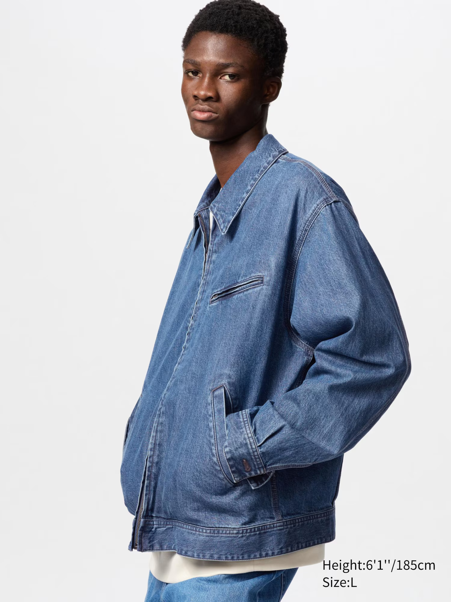 Zip-Up Blouson Jacket | Denim | UNIQLO (US)