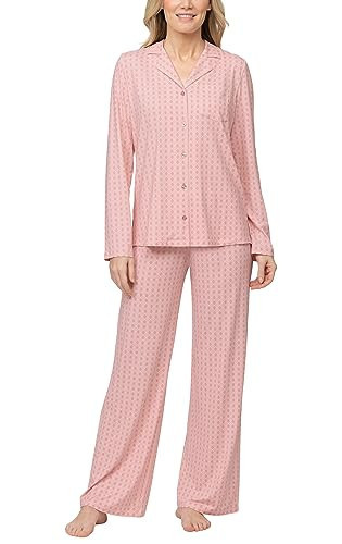 PajamaGram Naturally Nude Boyfriend Button Front Womens Pajama Sets - Sexy Pajama Set for Women - 2 Piece Sleepwear for Women Pajamas Set - Pijamas de mujer, Sexy Plus Size Pajamas, Pink Pajamas, 3X | Amazon (US)