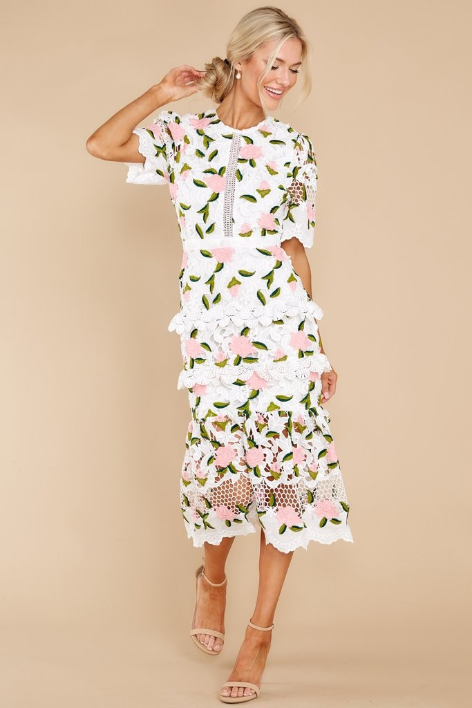 All I Wanted Pink Floral Lace Midi Dress | Red Dress 