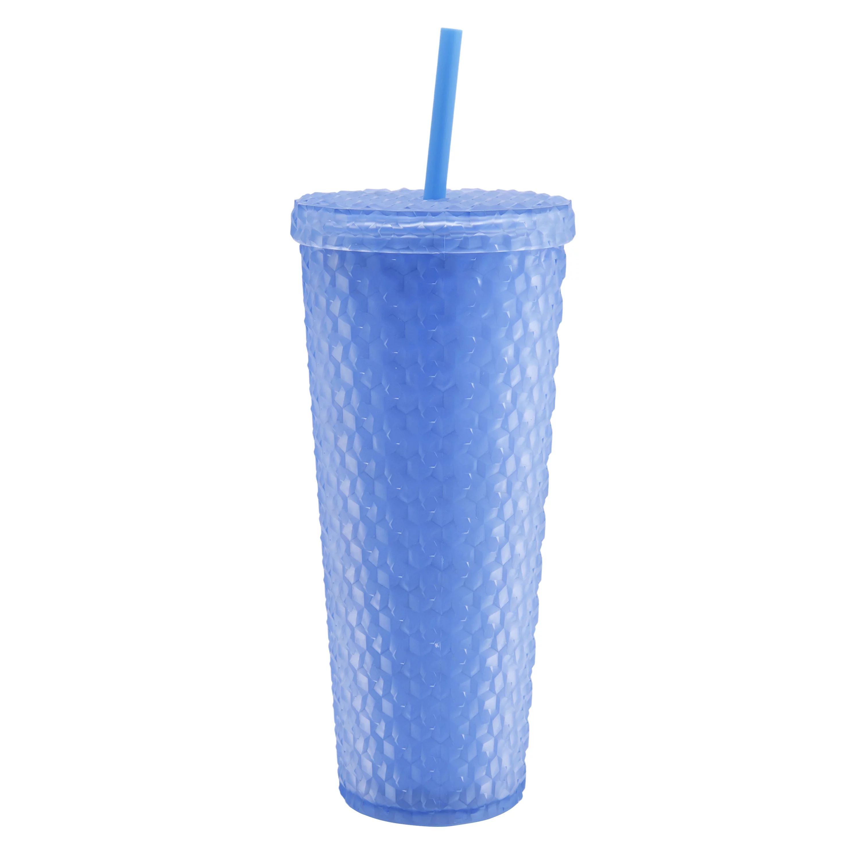 Mainstays 26-Ounce Acrylic Matte Textured Tumbler with Straw, Blue | Walmart (US)