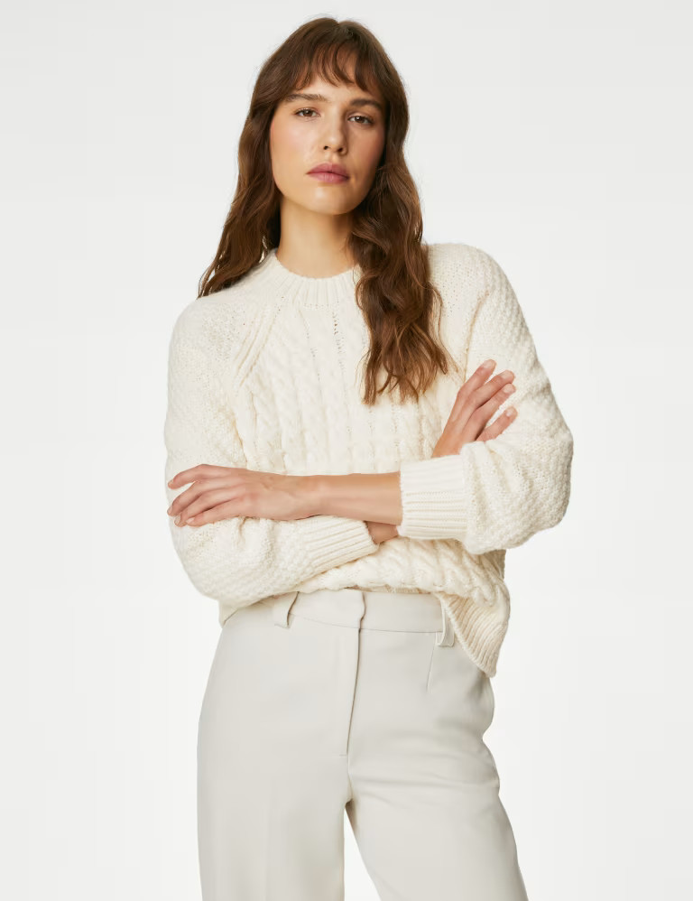 Cable Knit Crew Neck Jumper | Marks and Spencer CA