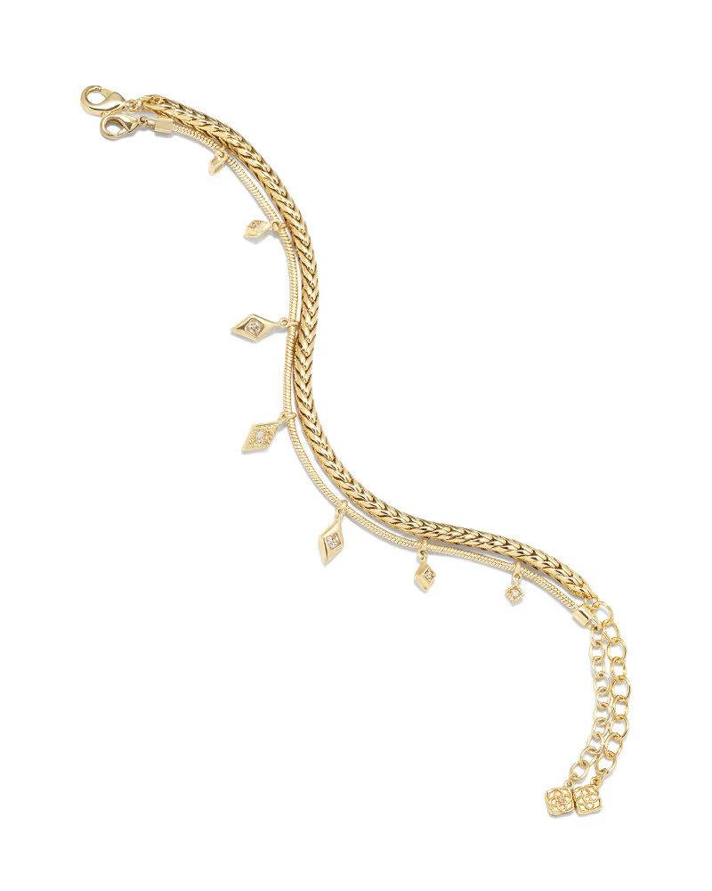 Kinsley Gold Chain Bracelet Set of 2 in White Crystal | Kendra Scott | Kendra Scott