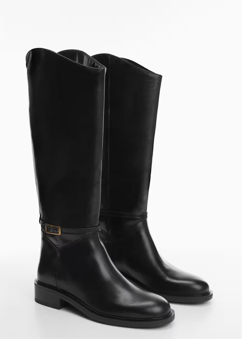 Buckles leather boots -  Women | Mango USA | MANGO (US)
