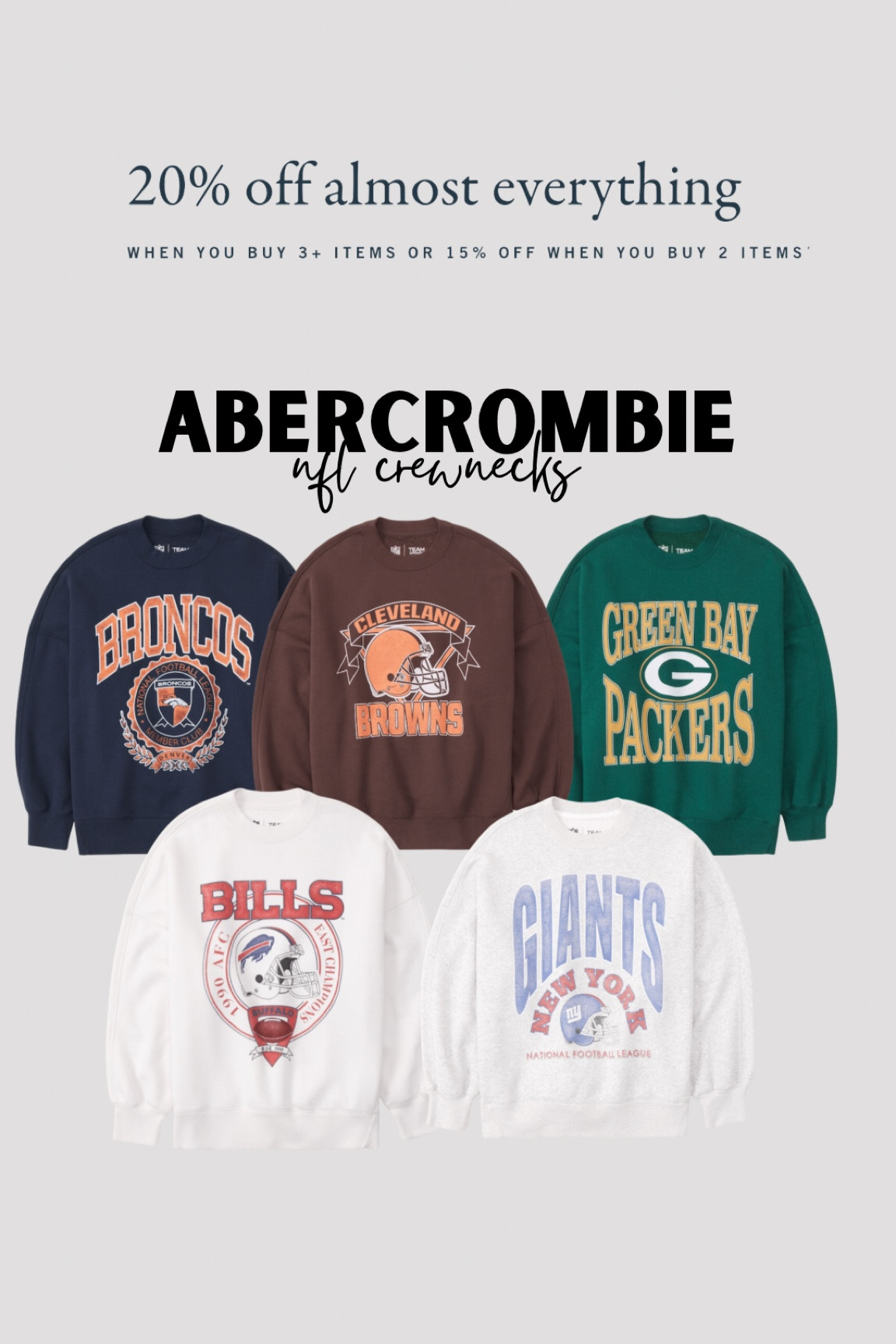 NFL crewnecks! Save up to 20% off 

#LTKSeasonal #LTKunder100 #LTKstyletip