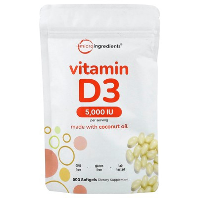 Micro Ingredients Vitamin D3 , 5,000 IU, 500 Softgels | Target