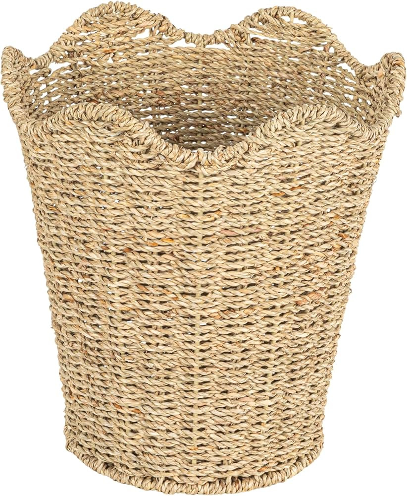 Household Essentials Woven Wastebin with Scalloped Edge, Natural | Amazon (US)
