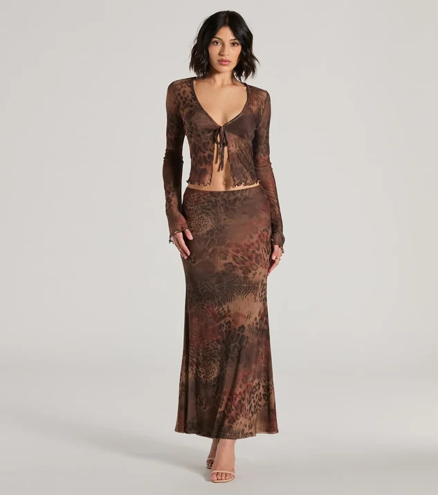 Wildy Sultry High Rise Leopard Floral Maxi Skirt | Windsor Stores