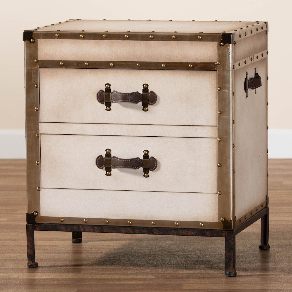 Baxton Studio Laura Vintage White Canvas 2-Drawer End Table Trunk | Walmart (US)