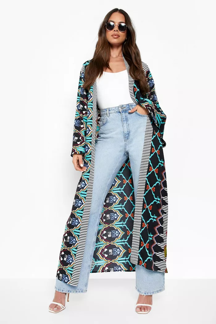 Floral Printed Maxi Kimono | Boohoo.com (US & CA)